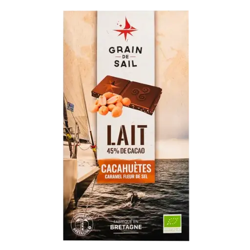 GRAIN DE SAIL TABLETTE LAIT CACAHUETES CARAMEL FLEUR DE SEL 100GR