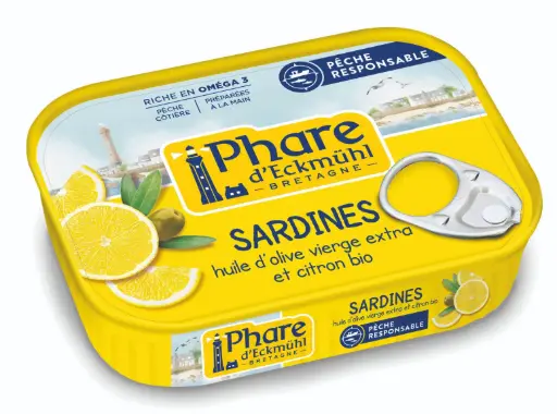 SARDINES DE BRETAGNE CITRON BIO HUILE D OLIVE 135 GR 